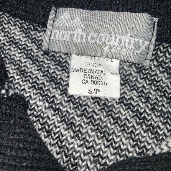 vintage 80s 90s eaton knit sweater stripe‎ checkered patchwork nylon wool blend - Picture 7 of 8